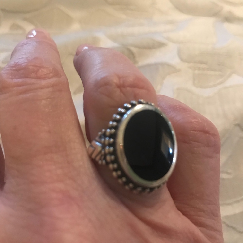 Judith Ripka retired ss and onyx ring